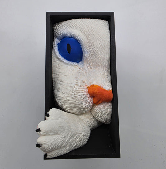 White Cat Booknook - Hand-Painted Shelf Insert