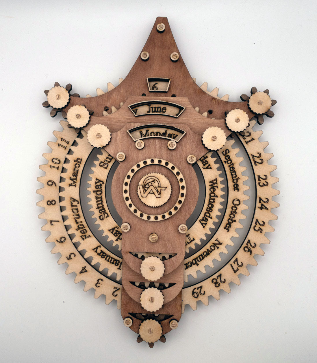 Wooden Gear Driven Calendar