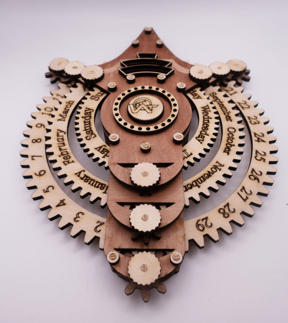 Wooden Gear Driven Calendar