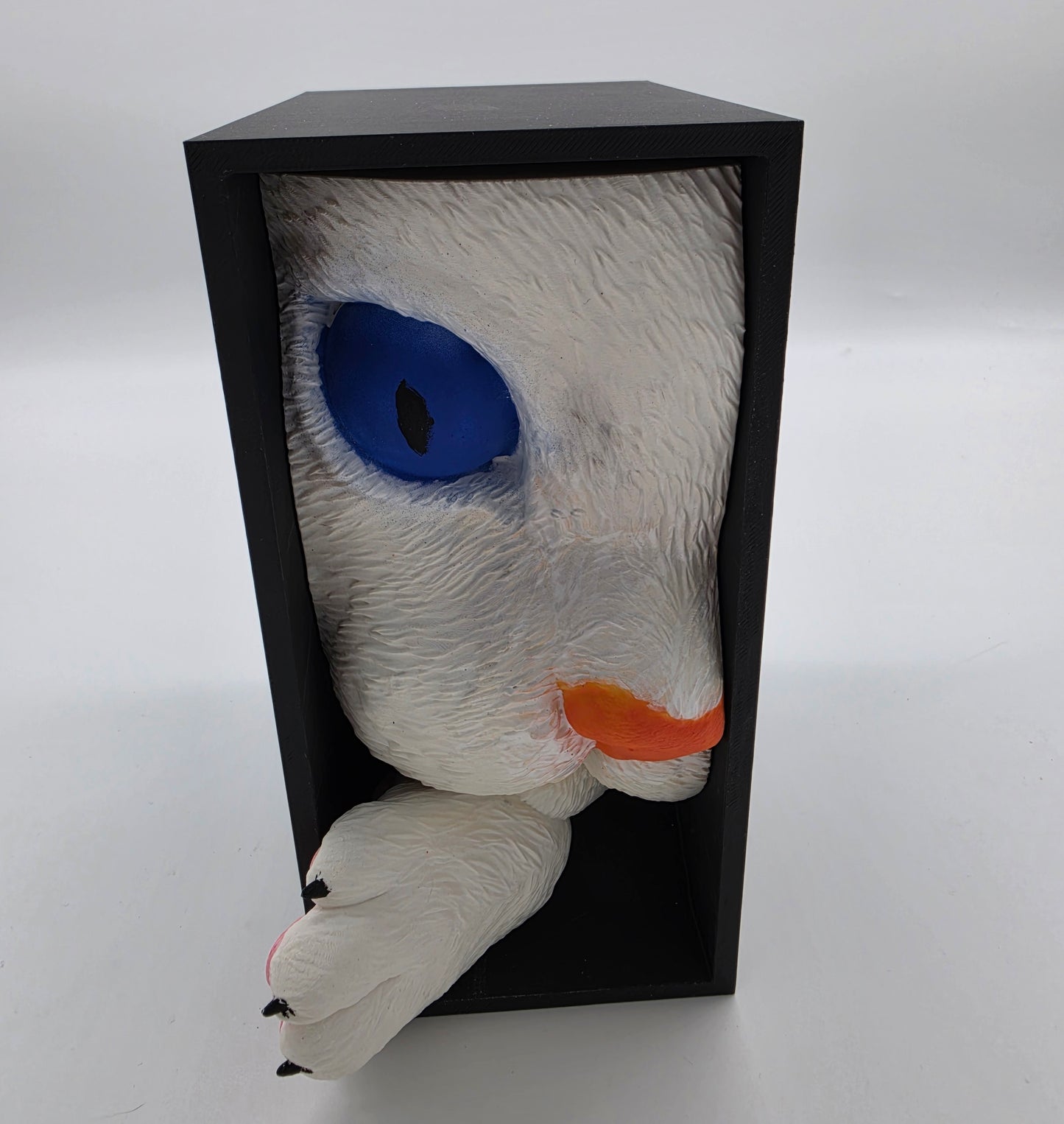 White Cat Booknook - Hand-Painted Shelf Insert