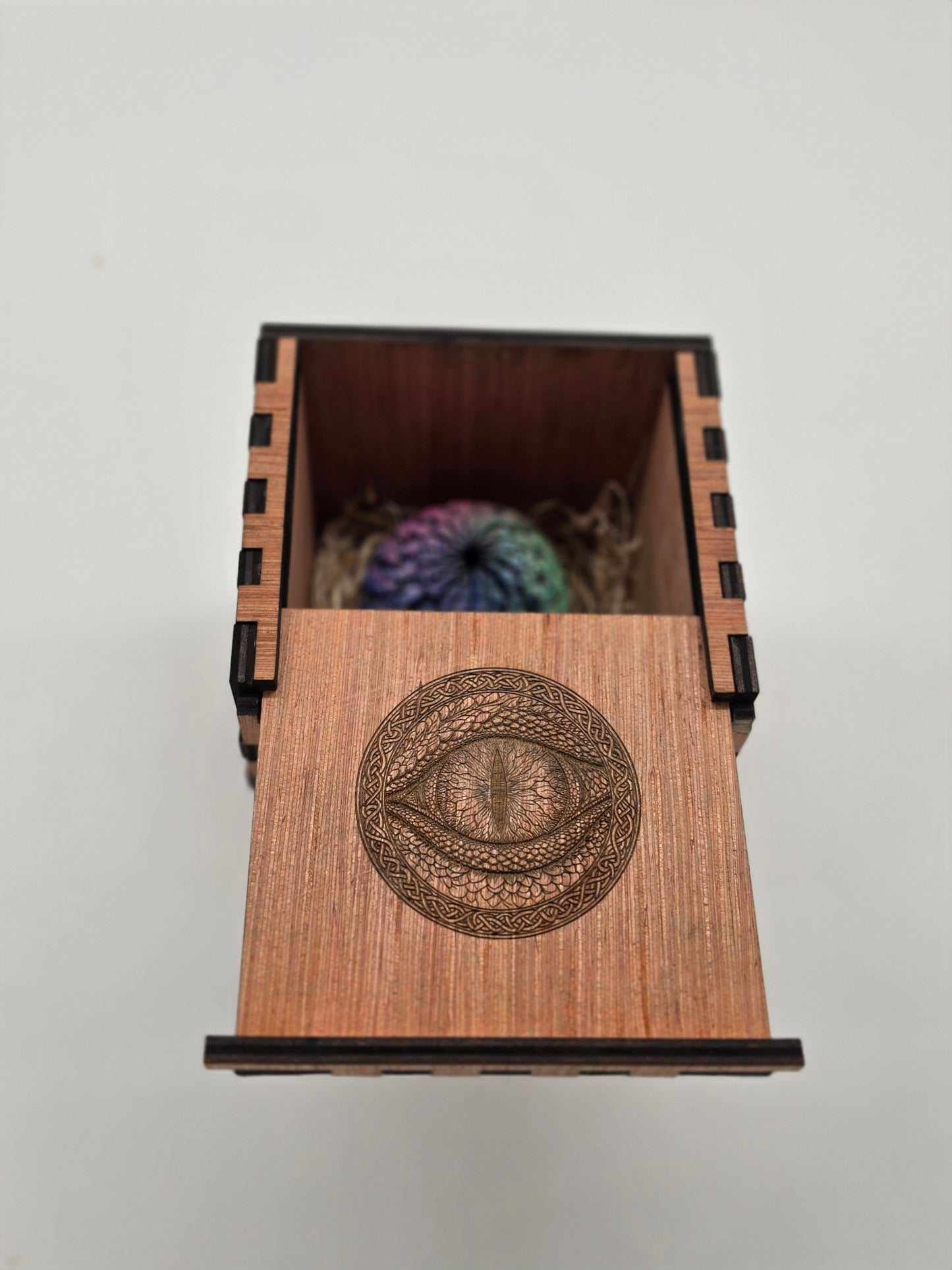 Mystical Telescoping Dragon Egg & Engraved Wooden Nest Box