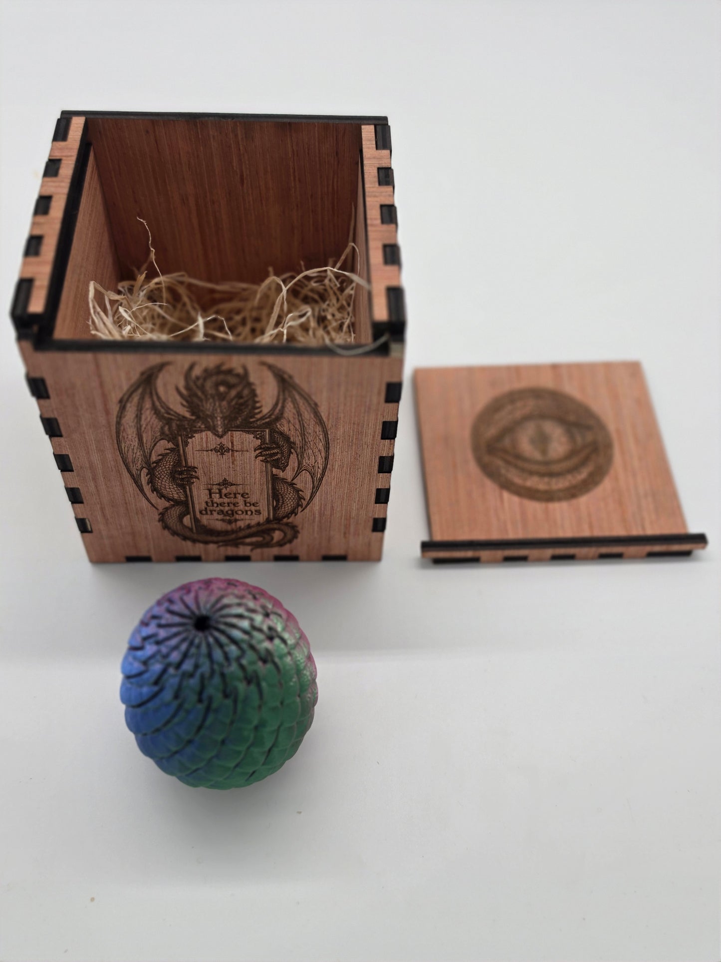 Mystical Telescoping Dragon Egg & Engraved Wooden Nest Box