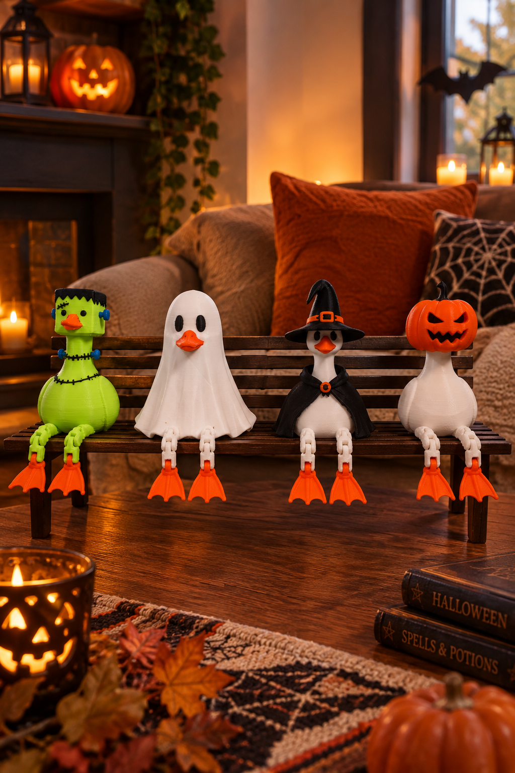 Halloween Fidget Duck Bench Decoration – Set of 4