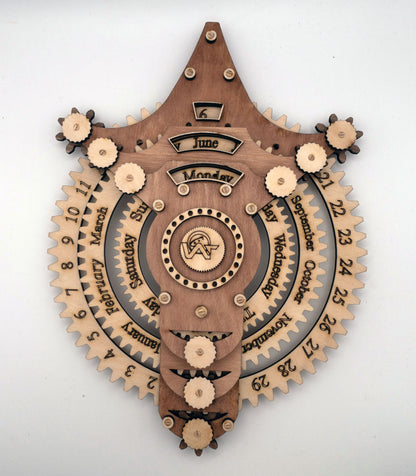 Wooden Gear Driven Calendar