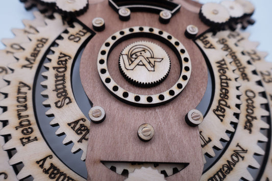 Wooden Gear Driven Calendar