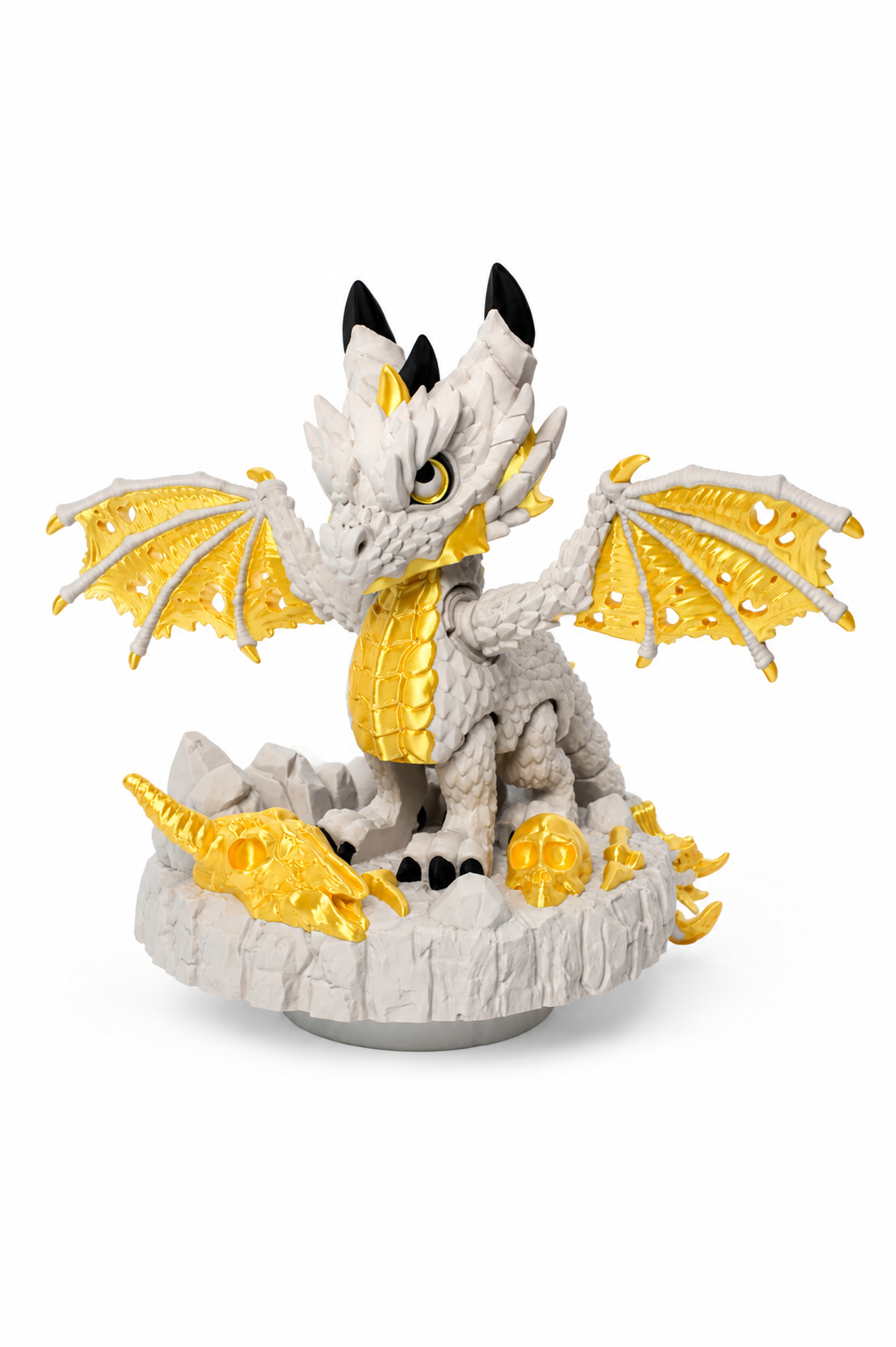 The Auric Wyrm – Massive White & Gold Rotating Dragon