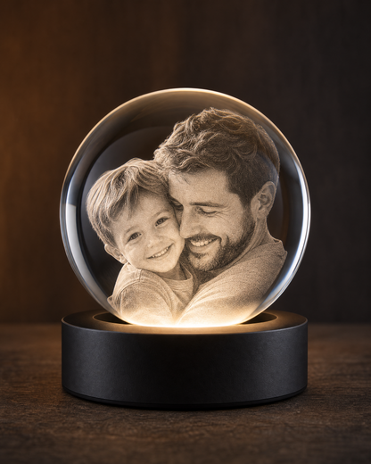 Personalised 3D Crystal Photo Ball — 8 cm
