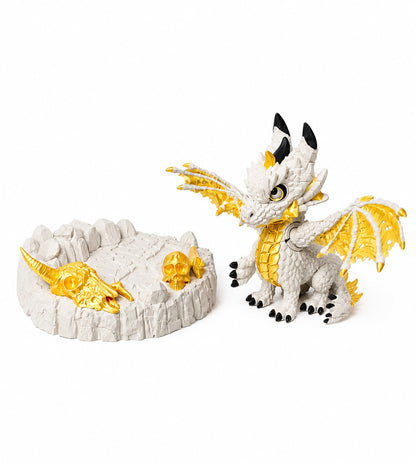 The Auric Wyrm – Massive White & Gold Rotating Dragon