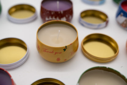 Festive Holiday Scented Beeswax Tin Candles (6 or 12)
