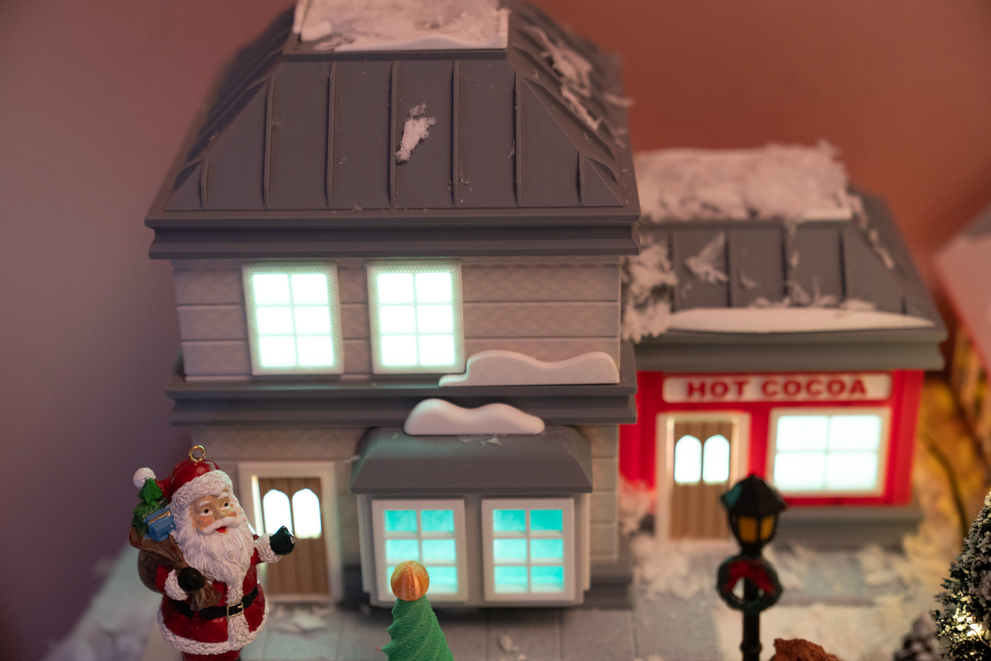 Premium LED Lighted Christmas Village Set - 10 Buildings with Polar Express Train & Snow - Complete Holiday Display Collection (65x150cm)