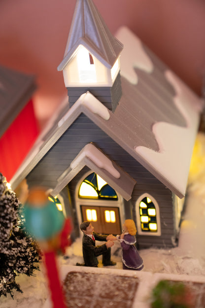 Premium LED Lighted Christmas Village Set - 10 Buildings with Polar Express Train & Snow - Complete Holiday Display Collection (65x150cm)