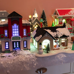 Premium LED Lighted Christmas Village Set - 10 Buildings with Polar Express Train & Snow - Complete Holiday Display Collection (65x150cm)