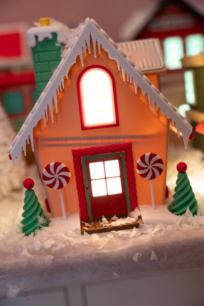 Premium LED Lighted Christmas Village Set - 10 Buildings with Polar Express Train & Snow - Complete Holiday Display Collection (65x150cm)