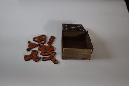 3 mm wooden fidget spinners beside the open box