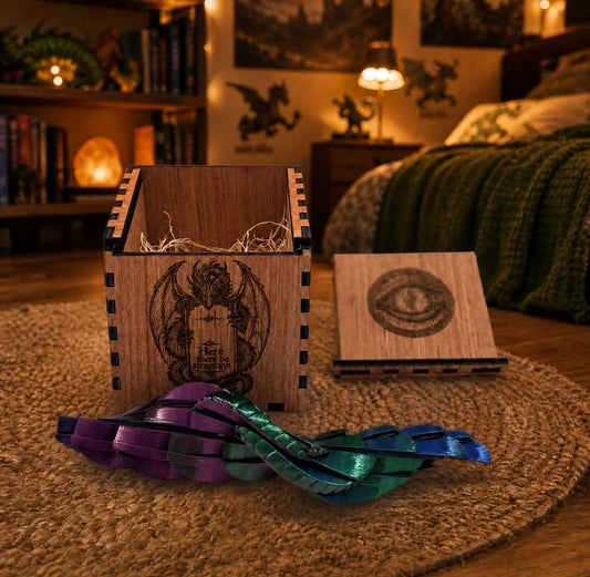 Mystical Telescoping Dragon Egg & Engraved Wooden Nest Box