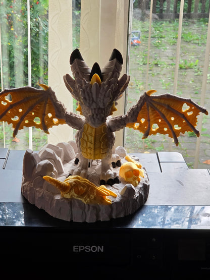 The Auric Wyrm – Massive White & Gold Rotating Dragon