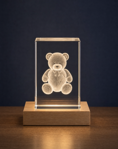 Personalised 3D Crystal Rectangle Keepsake — 10 cm