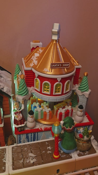 Premium LED Lighted Christmas Village Set - 10 Buildings with Polar Express Train & Snow - Complete Holiday Display Collection (65x150cm)